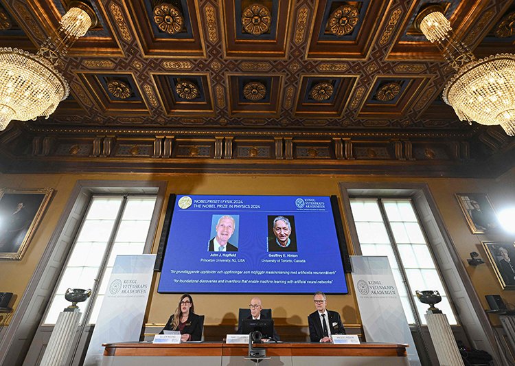 “نوبل” الفيزياء لبريطاني وكندي عن أبحاثهما حول التعلم الآلي نوبل الفيزياء لبريطاني وكندي عن أبحاثهما حول التعلم الآلي
